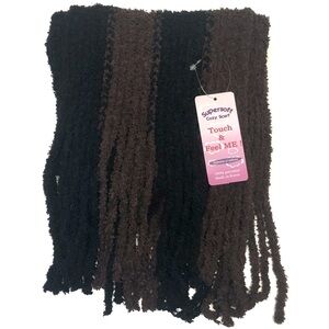 Supersoft Cozy Chenille Knit Winter Scarf - Black Brown Striped